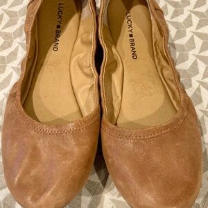 Lucky Brand Women's Emmie Ballet Flat Cognac Leather Sz 12